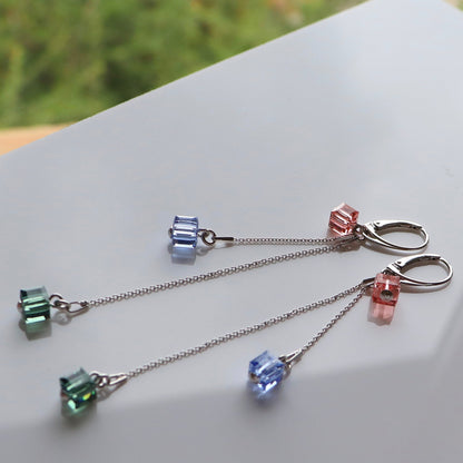 Earrings with Swarovski crystals, rhodium-plated silver, crystal, CANDICE