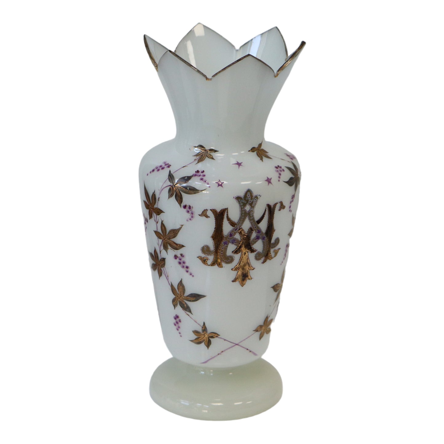 Vase religieux Ave Maria en opaline XIXe