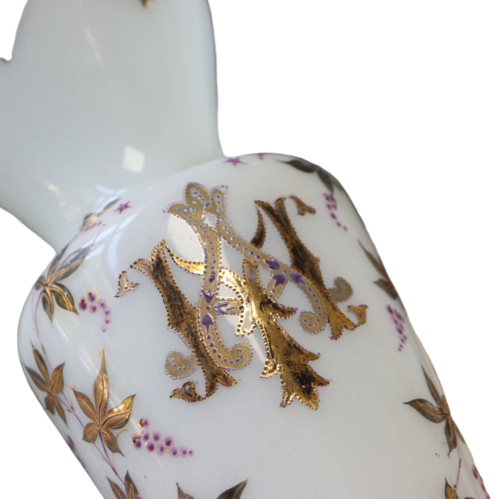 Religious vase with maria in white opaline XIX