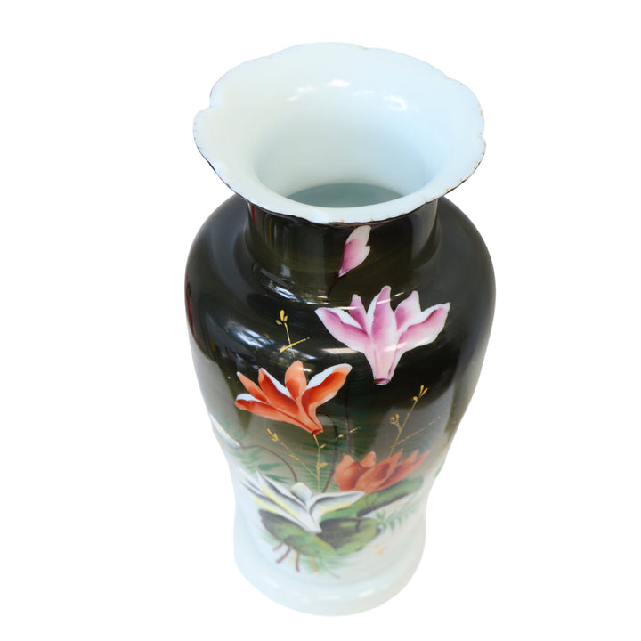 Opaline vase with 19th century flowers