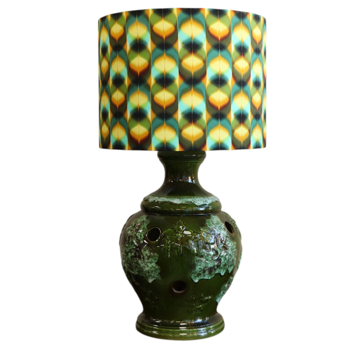 Lampe vintage - verte – Fat Lava – West Germany, avec abat-jour en soie