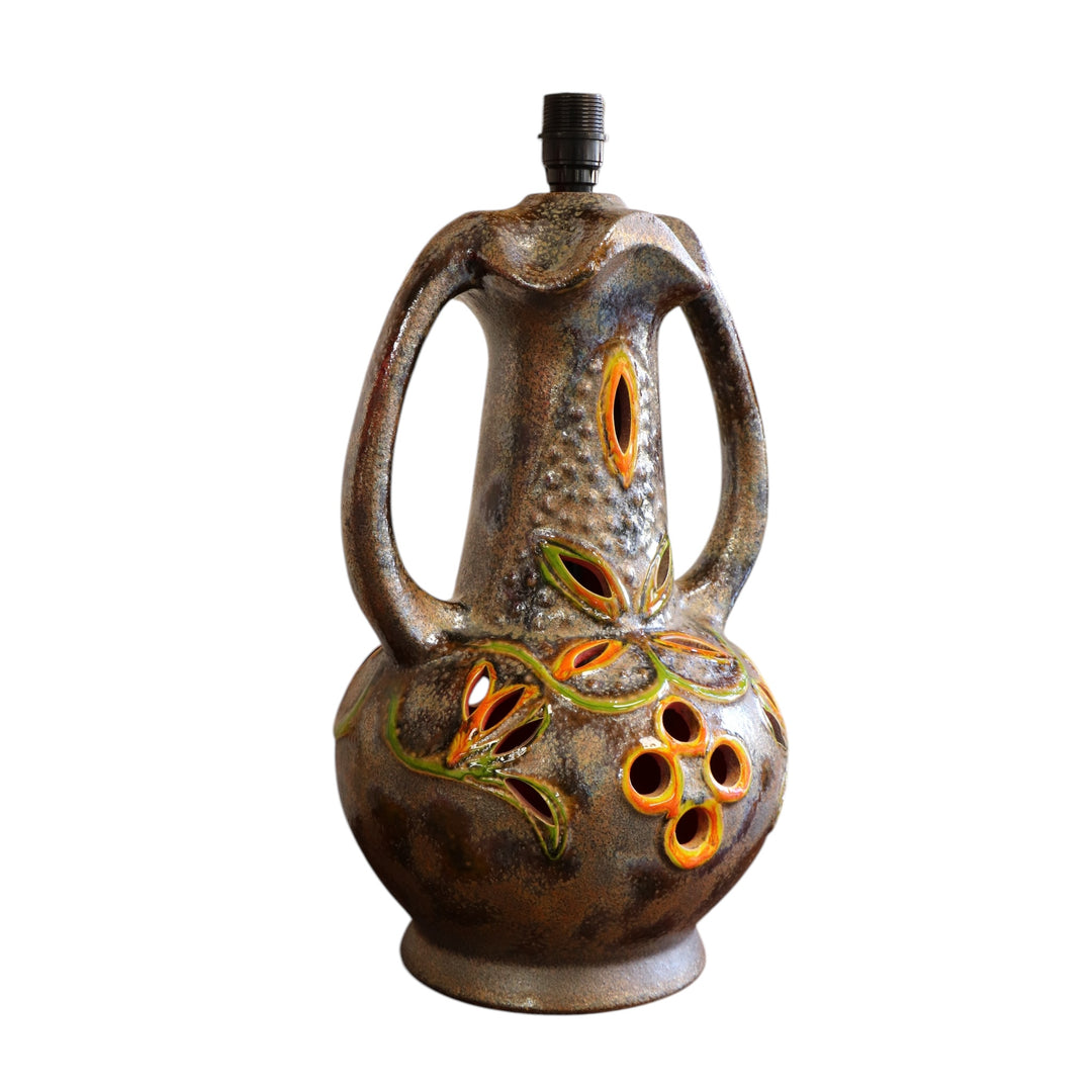 Lampe vintage Walter Gerhards – modèle 7055-50 – Fat Lava – West Germany, avec abat-jour en soie