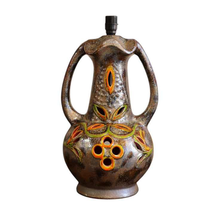 Lampe vintage Walter Gerhards – modèle 7055-50 – Fat Lava – West Germany, avec abat-jour en soie