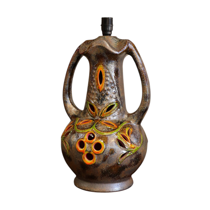 Lampe vintage Walter Gerhards – modèle 7055-50 – Fat Lava – West Germany, avec abat-jour en soie