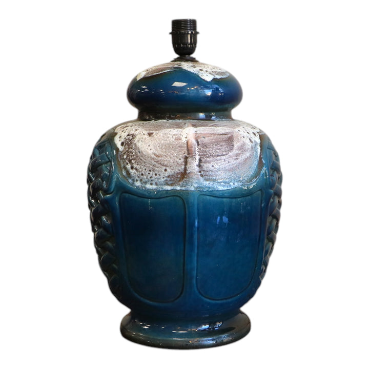 Lampe vintage - bleu – Fat Lava – West Germany, avec abat-jour en tissu d’éditeur