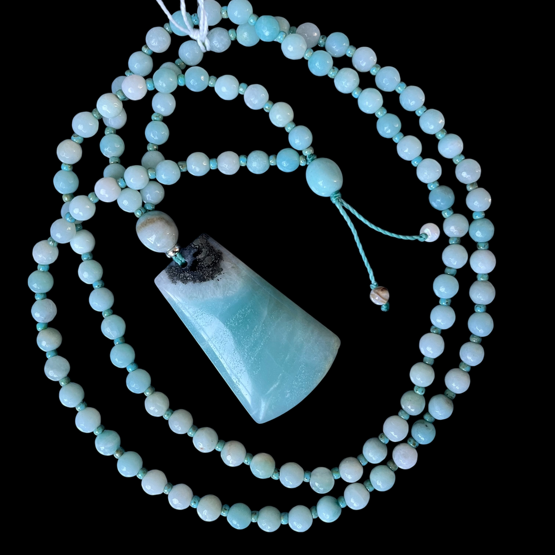 Collier MALA avec pendentif en amazonite