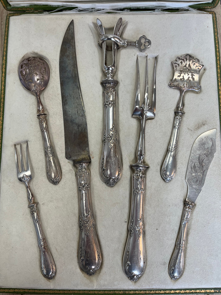 Service couverts en argent fourré minerve  à gigot et mignardises Louis XV charles Barrier