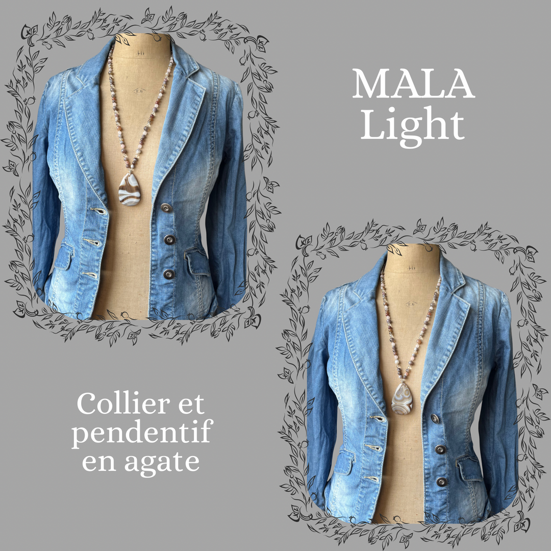 Collier MALA avec pendentif en agate