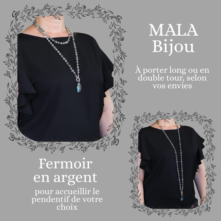 Collier MALA en labradorite avec Pendentif en labradorite