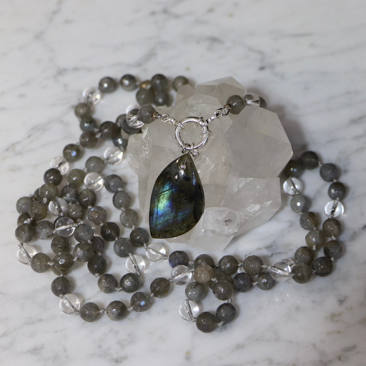 Collier MALA en labradorite avec Pendentif en labradorite