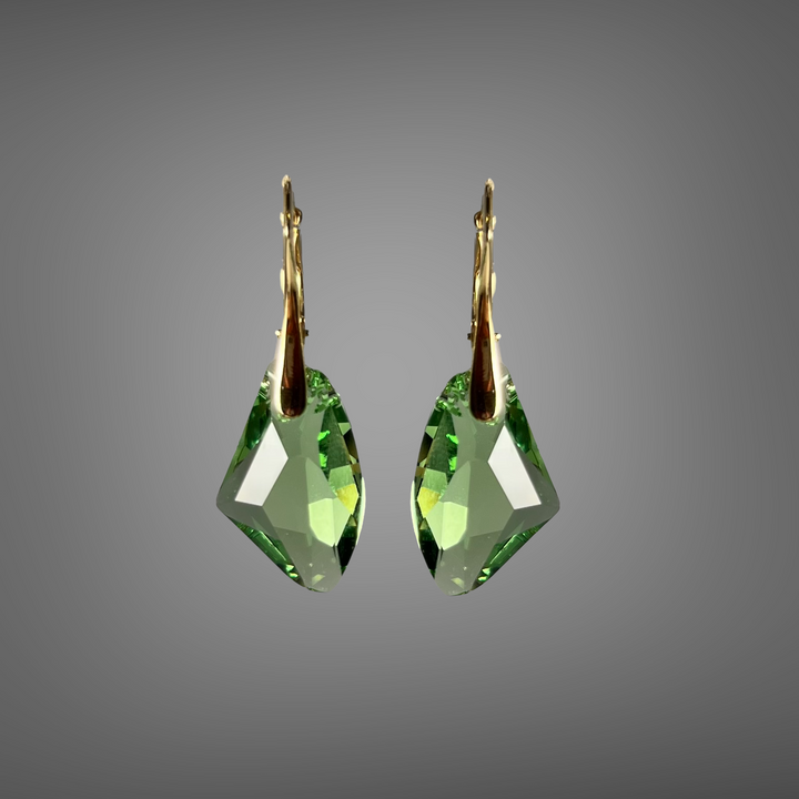 Copie de Boucles d'oreilles, cristaux Swarovski, argent doré, vert olive, ALICIA