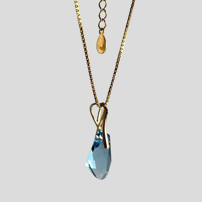 Pendant, Swarovski crystals, gold-plated silver, aquamarine blue, ALICIA