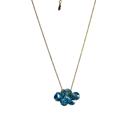 Necklace with Swarovski crystals, aquamarine blue, 202, gold-plated silver, MARGOT