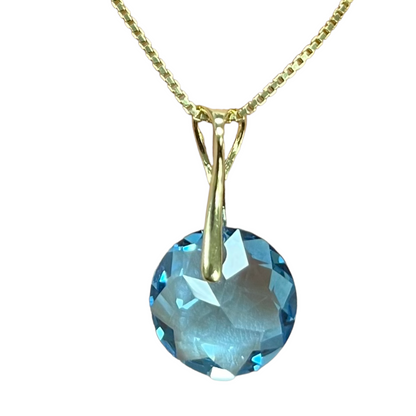 Pendant, Swarovski crystals, gold-plated silver, aquamarine blue, BONBON