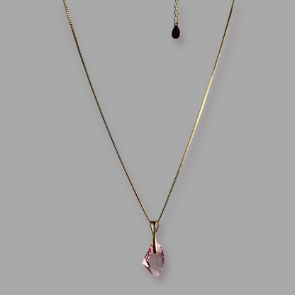 Pendant, Swarovski crystals, gold-plated silver, light pink, ALICIA