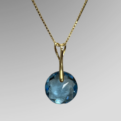 Pendant, Swarovski crystals, gold-plated silver, aquamarine blue, BONBON