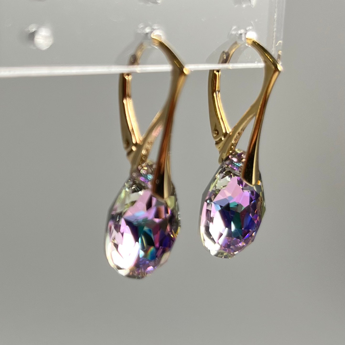 Boucles d'oreilles avec cristaux Swarovski, argent doré, cristal VL, KATE