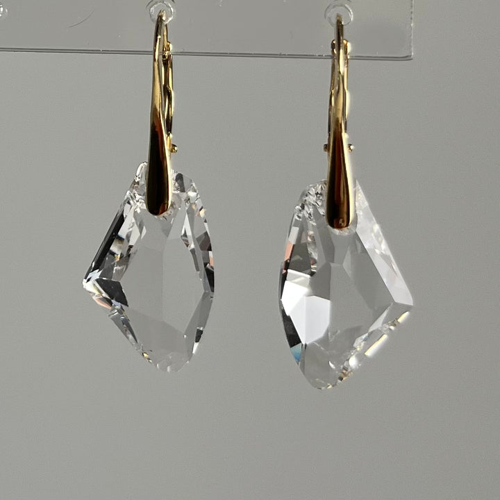 Boucles d'oreilles, cristaux Swarovski, argent doré, cristal, ALICIA