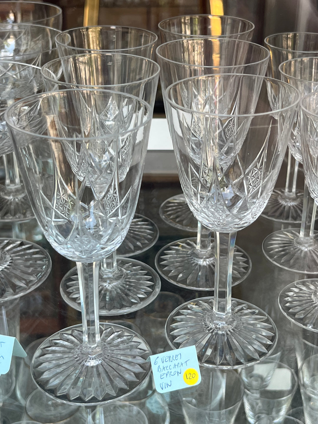 6 verres cristal Baccarat à vin rouge art déco modèle EPRON