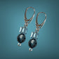 Boucles d'oreilles, cristaux Swarovski, argent rhodié, bleu, POMPON
