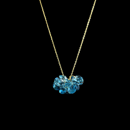 Collier avec cristaux Swarovski, bleu aquamarine, 202, argent doré, MARGOT