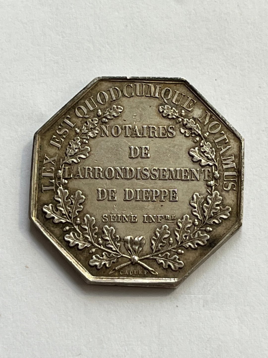 Jeton argent , NOTAIRES , Louis Philippe , DIEPPE, par Caque poinçon ancre 1841-42