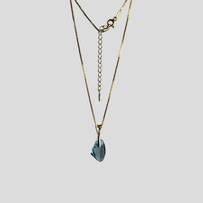 Pendant, Swarovski crystals, gold-plated silver, aquamarine blue, ALICIA