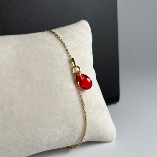 Bracelet with Swarovski crystals, gold-plated silver, red, KATE