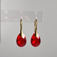 Boucles d'oreilles avec cristaux Swarovski, argent doré, rouge, KATE
