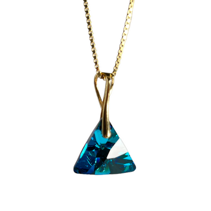 Pendant with Swarovski crystals, gold-plated silver, blue, BERMUDA