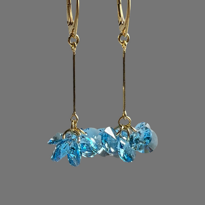 Necklace with Swarovski crystals, aquamarine blue, 202, gold-plated silver, MARGOT