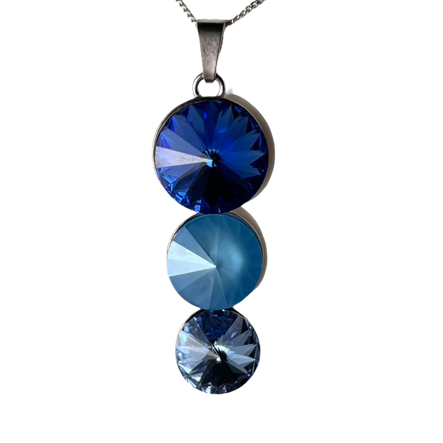 Pendentif avec cristaux Swarovski, bleu, argent rhodié, TRIO