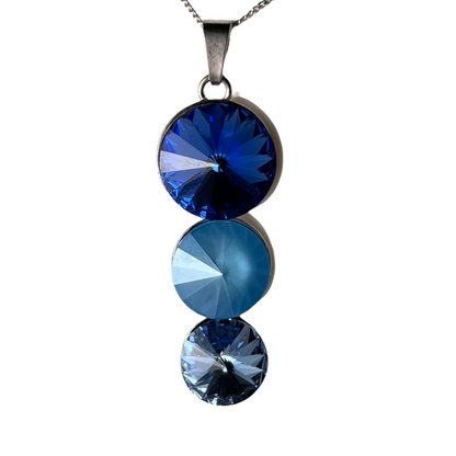 Pendant with Swarovski crystals, blue, rhodium-plated silver, TRIO