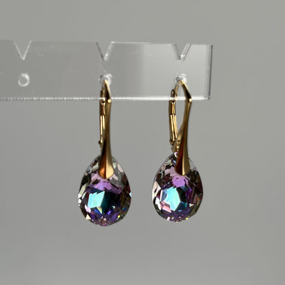 Earrings with Swarovski crystals, gold-plated silver, VL crystal, KATE