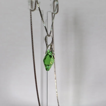 Pendentif, cristaux Swarovski, argent rhodié, vert olive, AGATHE