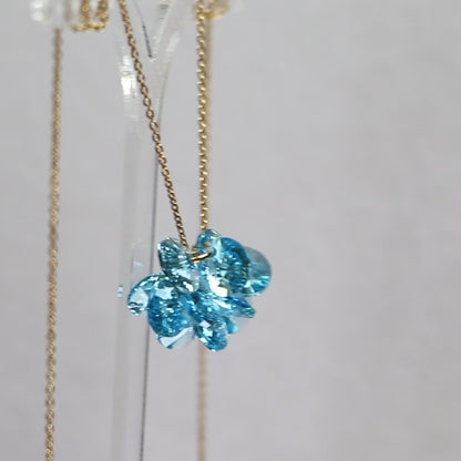 Collier avec cristaux Swarovski, bleu aquamarine, 202, argent doré, MARGOT