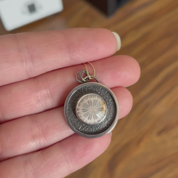 Silver pendant with fossilized coral SL-N022