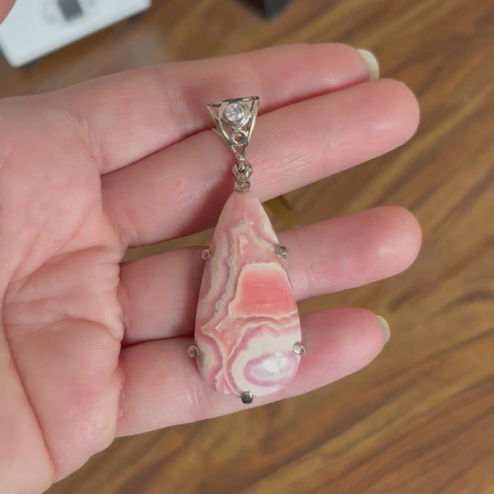 Pendentif en argent avec rhodochrosite topaze PS062