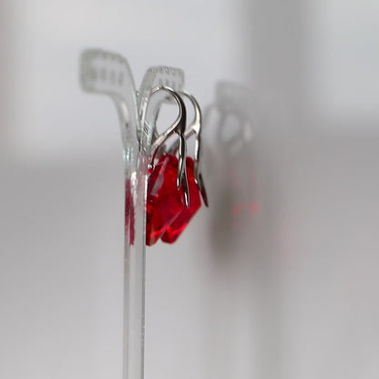 Earrings, Swarovski crystals, rhodium-plated silver, bright red, AGATHE