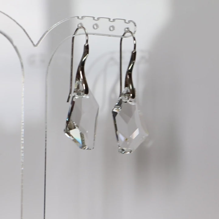 Earrings, Swarovski crystals, rhodium-plated silver, crystal, ART