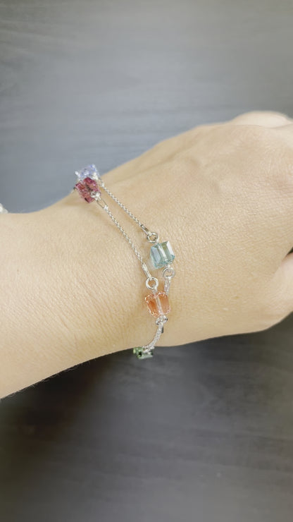 Bracelet with Swarovski crystals, rhodium-plated silver, crystal, CANDICE