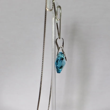 Pendentif, cristaux Swarovski, argent rhodié, bleu aquamarine, AGATHE