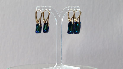 Ohrringe mit Swarovski -Kristallen, "Bermuda blau", goldenes Silber, noemie