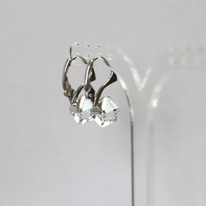 Boucles d'oreilles, cristaux Swarovski, argent rhodié, cristal, CUBIC