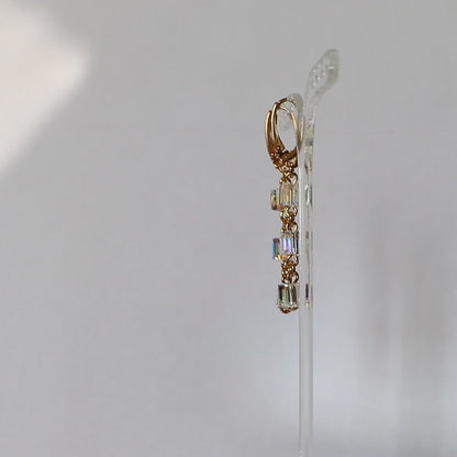 Earrings, Swarovski crystals, gold-plated silver, AB crystal, MULTI-CUBES