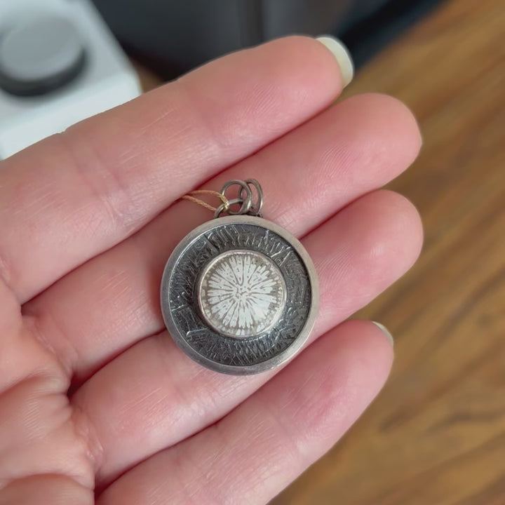 Silver pendant with fossilized coral SL-N026