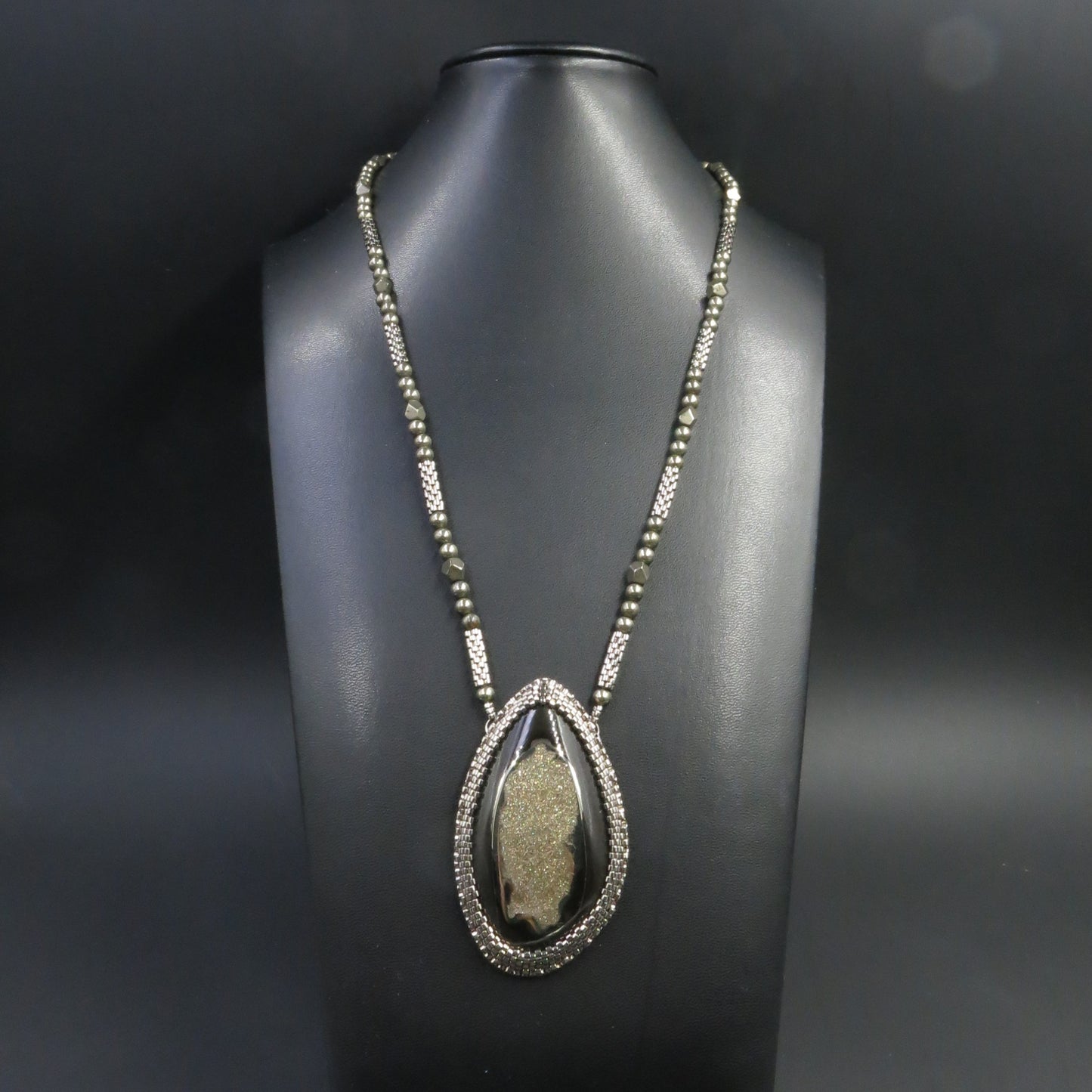 Necklace with pyritized ammonite