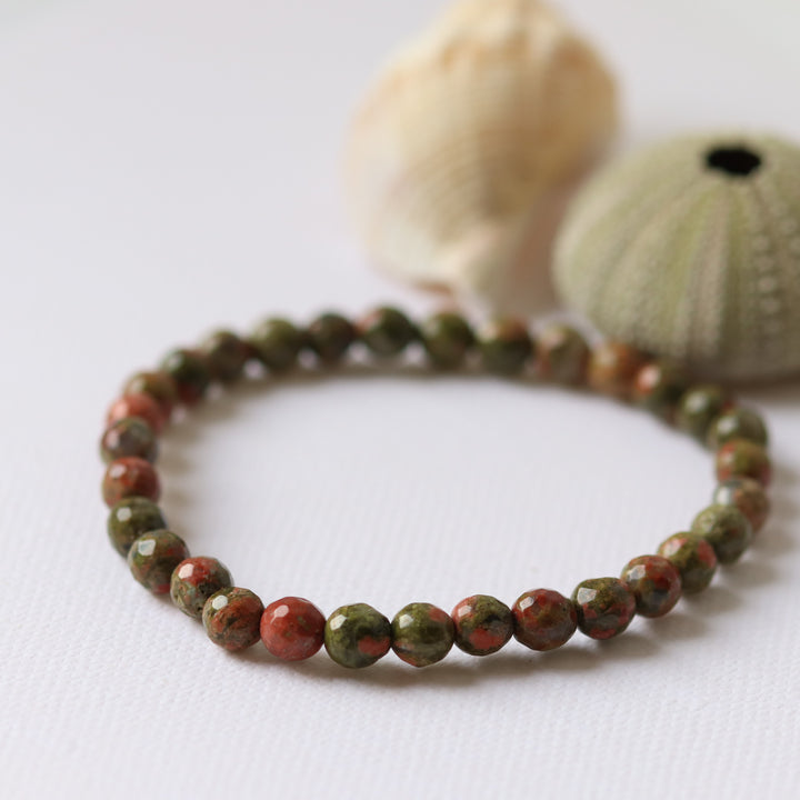 Bracelet UNAKITE pierres facettés 6 mm