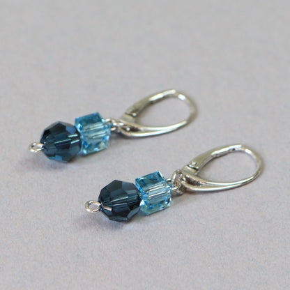 Necklace, Swarovski crystals, rhodium-plated silver, blue, POMPON