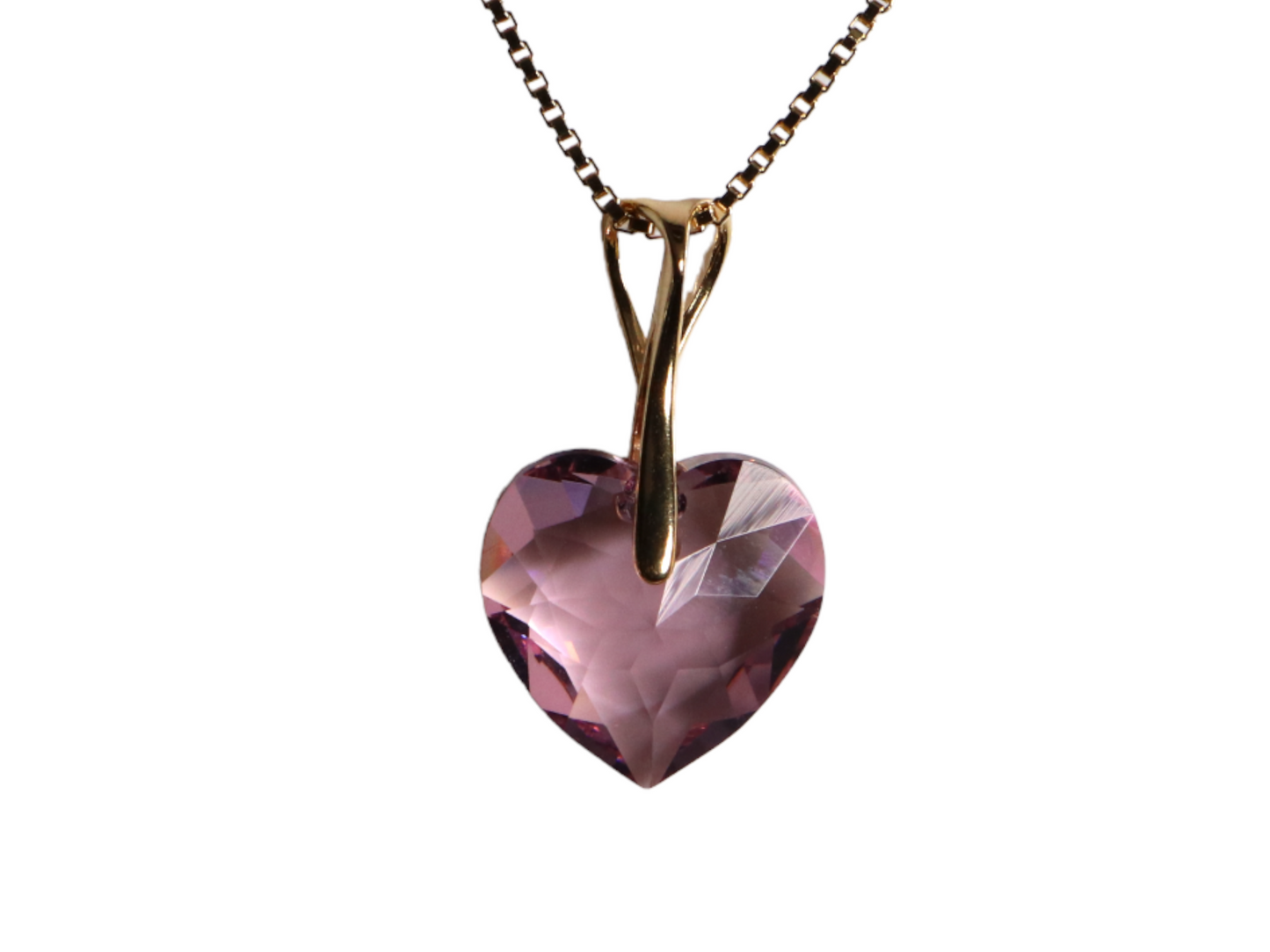 Collier avec cristaux Swarovski, mauve clair, argent, HEART